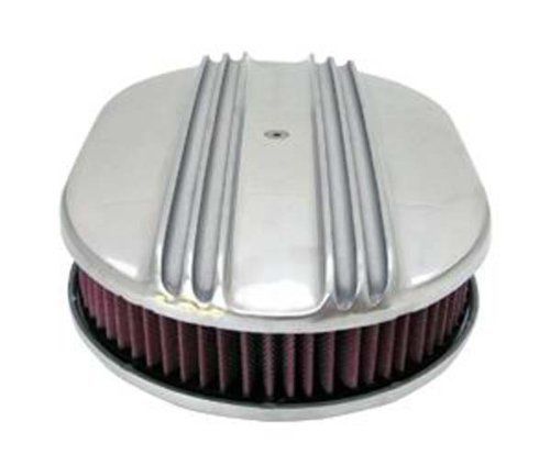 Polished aluminum 15 x 2 finned oval air cleaner w