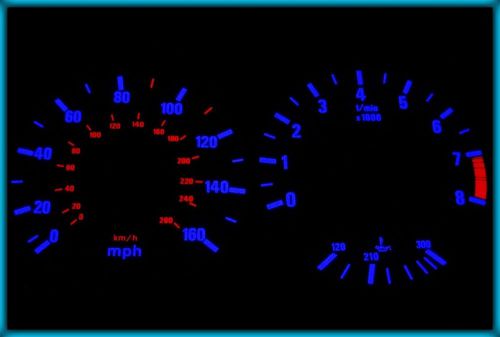 G204 bmw e30 m3 82-94 us 160mph white/blue el plasma glow gauges cluster dials