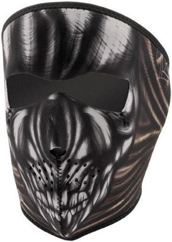 New zan headgear anicent skull adult neoprene full-mask, black/white, one size