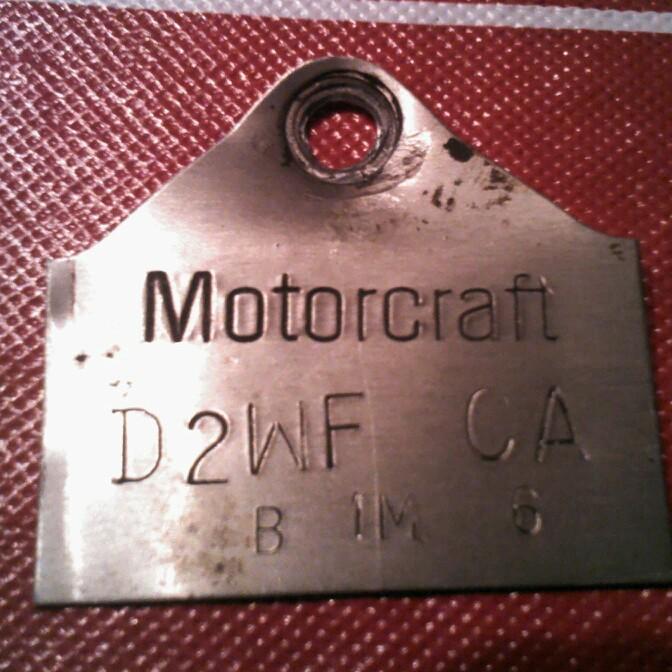 Ford motorcraft : mustang fairlane comet torino cougar carburetor id tag 