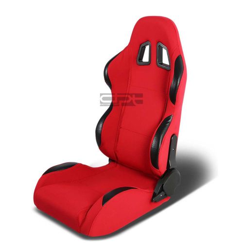 Red cloth+carbon look trim sports racing seats+universal sliders passenger side