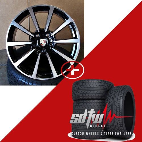 20&#034; porsche 911 carrera cabriolet style staggered wheels black machined w/tires