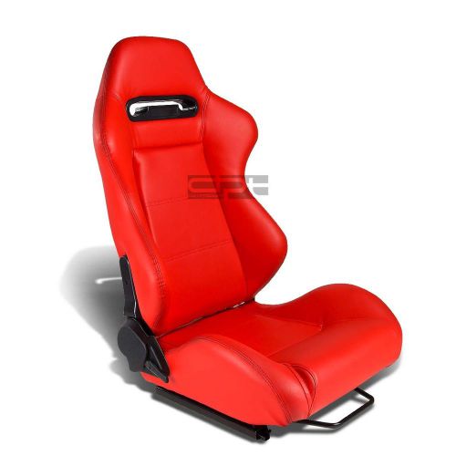 Type-r red pvc leather l&amp;r sports racing seats+universal sliders passenger side