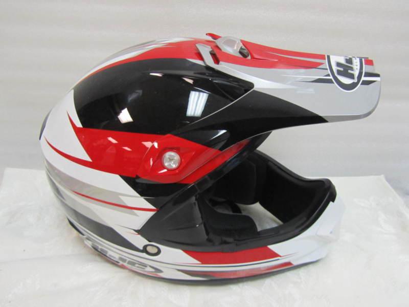 Hjc mens size small motocross racing helmet red/black/silver/white