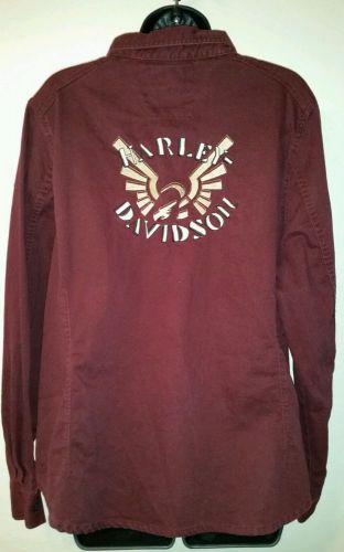 Harley davidson embroidered long sleeved button up shirt women&#039;s 2w
