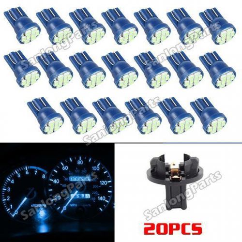 20pcs pc19 twist lock 3020 8-smd instrument cluster dash led light bulb ice blue