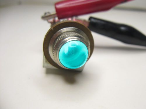 Vintage dialco dash gauge panel light indicator with 5/8” green lens &amp; bulb #2