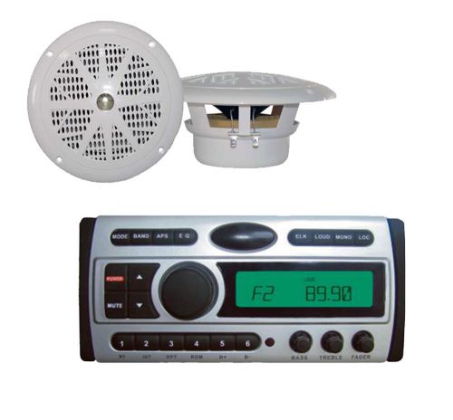 Plcdmr97 360w marine boat waterproof cd mp3 wma am fm receiver+ 2x 4&#034; speakers