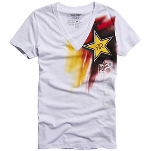 Fox racing rockstar faded womens short sleeve t-shirt white/yellow/black