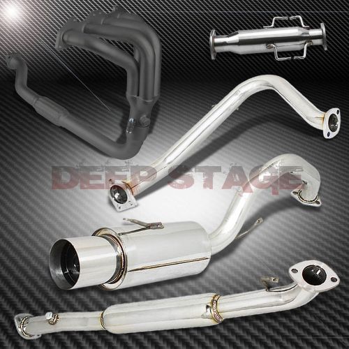 For 95-99 eclipse 2g na stainless black header+catback exhaust 4.5&#034;tip+test pipe