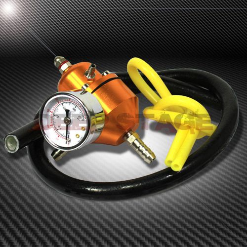 Universal jdm 1-140 psi adjustable fuel pressure regulator+gauge gas hose gold