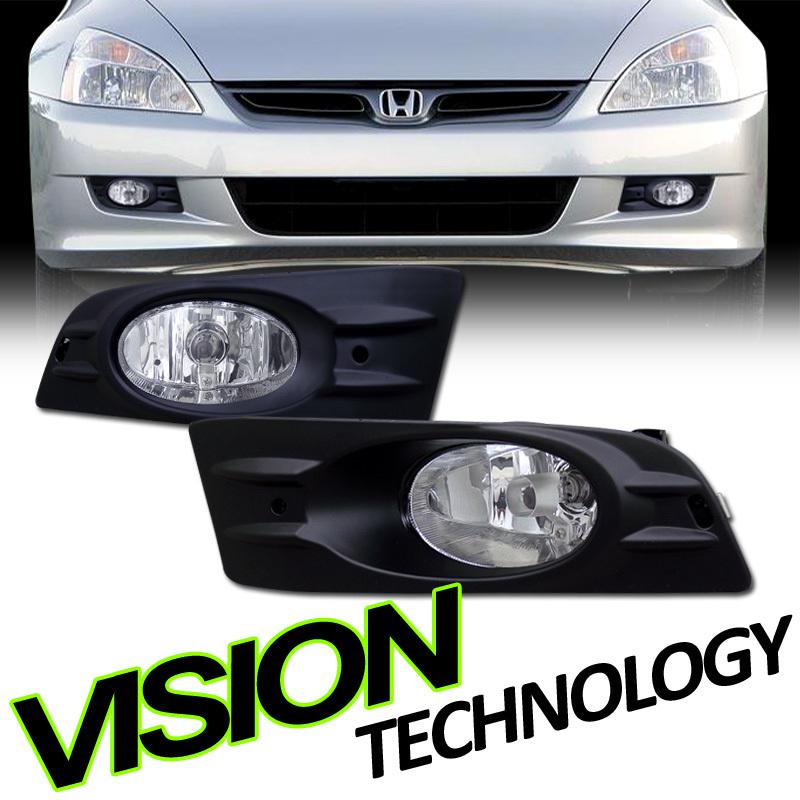 Pair 06-07 accord 2d/2dr coupe jdm clear lens driving/bumper fog lights w/switch