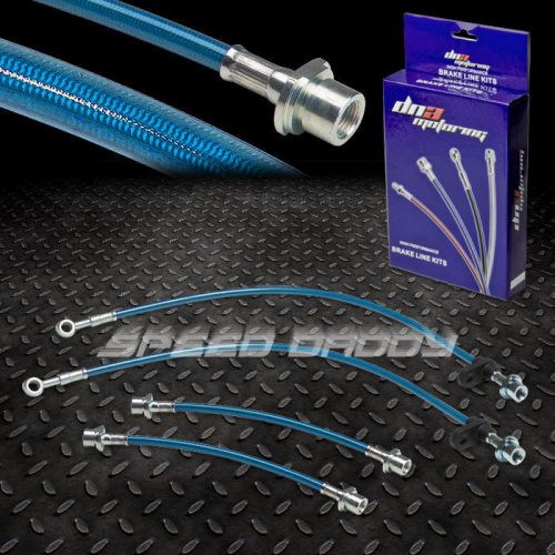Front+rear stainless steel hose brake line/cable 03-08 corolla e110/e120 blue