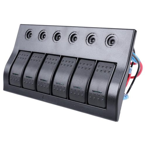 6 gang led boat switch panel waterproof with circuit breaker aluminum for marine