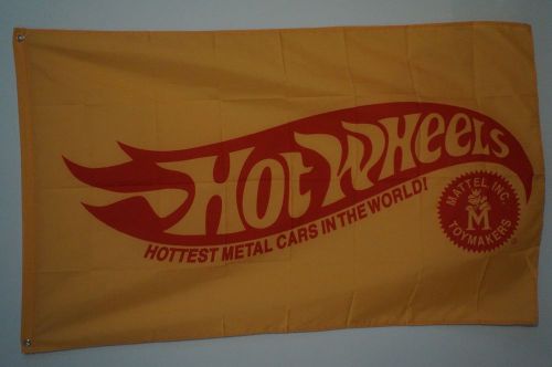 Hot wheels flag banner man cave horizontal yellow background 5x3 feet