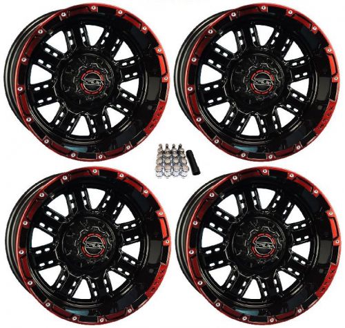 Madjax 14&#034; transformer black/red golf cart wheels/rims (3+4) ez-go &amp; club car