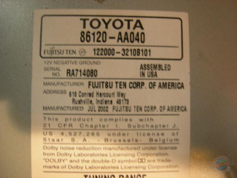 Radio camry 941720 02 03 04 am-fm-cd-cass tested gd