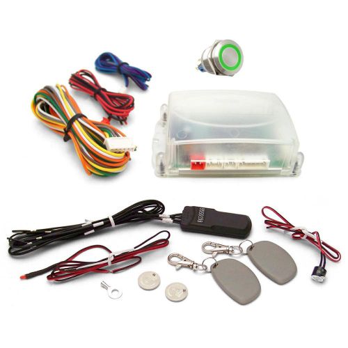 One touch engine start kit with rfid - green illuminated button