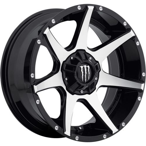 17x9 black machined monster energy 647mb 5x4.5 &amp; 5x5 -12 rims lt295/70r17 tires