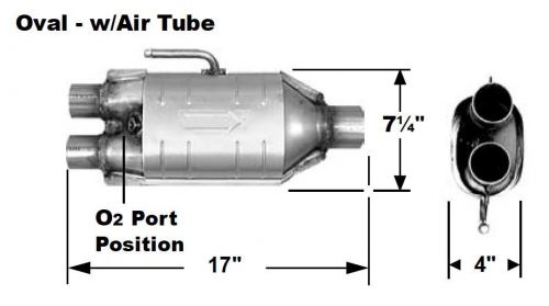 Ap exhaust 603040 universal catalytic converter 2&#034;/2.5&#034; w/ air &amp; o2 pre-obdii