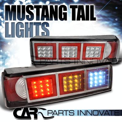 87-93 ford mustang full led chrome tail lights reverse signal brake lamp