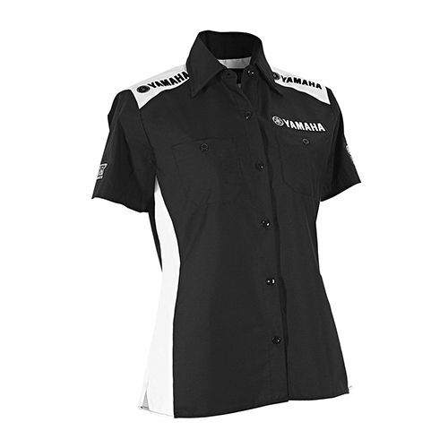 Yamaha oem women&#039;s black with white panel pit shirt lg large