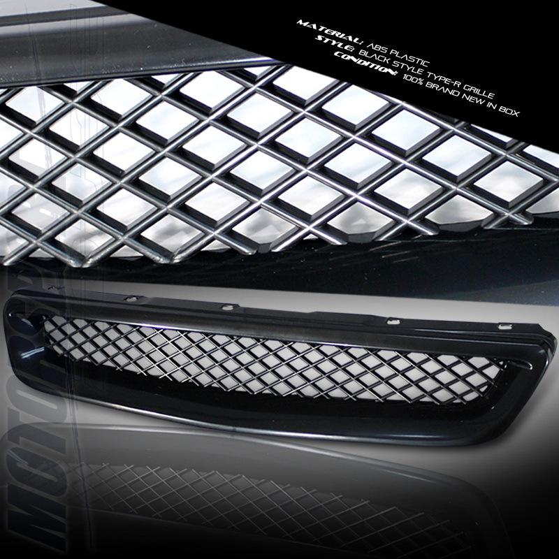 Black type-r style front mesh upper grille 4dr 2/3dr hatchback black grill