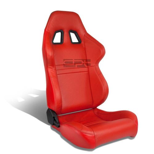 Red 100% real leather sports racing seats+universal sliders right/passenger side