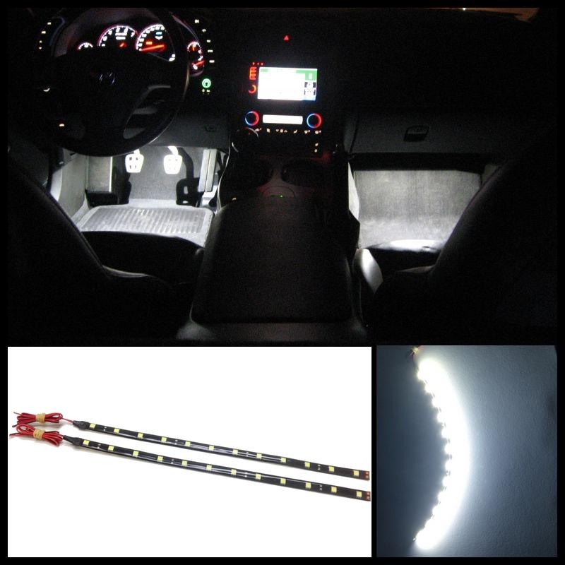 2 12" bright white 12 smd led interior strip footwell ambient light exterior #b1