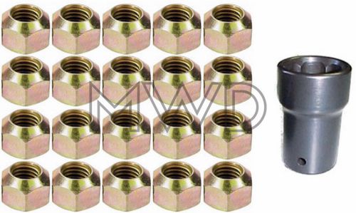 20 5/8&#034; coarse racing lug nuts 1&#034; hex short pit socket