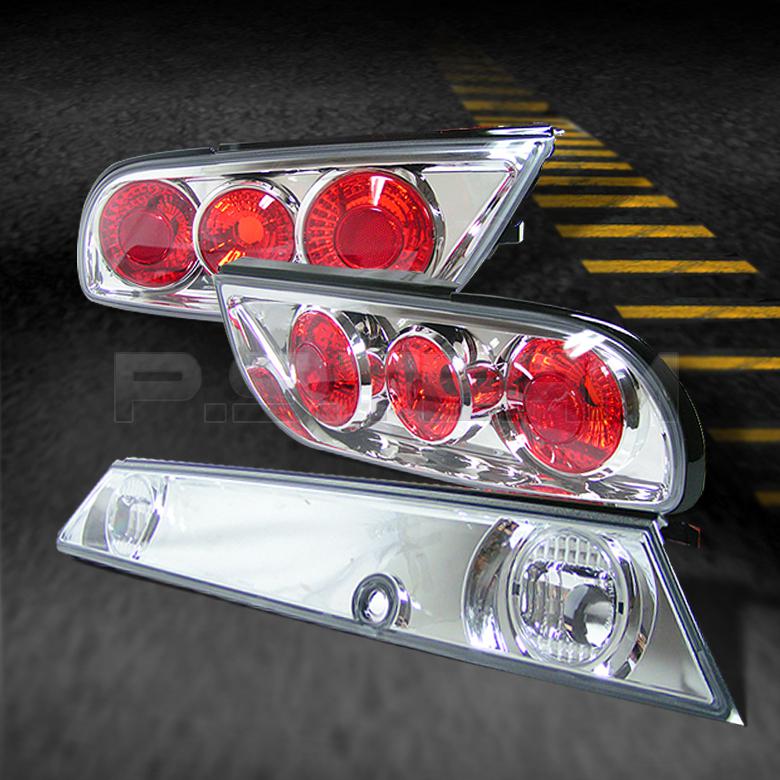 89-93 nissan 240sx s13 3pcs jdm clear tail lights lamps w/trunk piece left+right