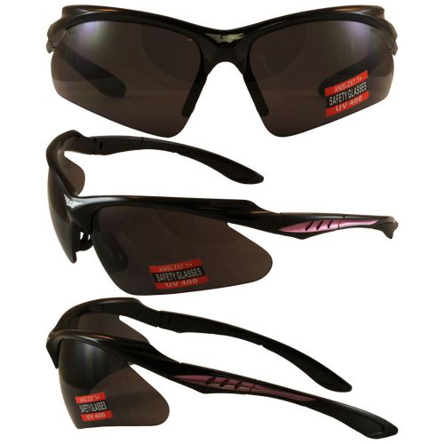 Buy Highlight Safety Sunglasses Black Frame Pink Accent Smoke Lens Ansi Z87 1 In Jacksonville