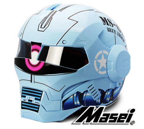 Masei 610 zaku sky blue motorcycle chopper bike gundam macross jap av helmet