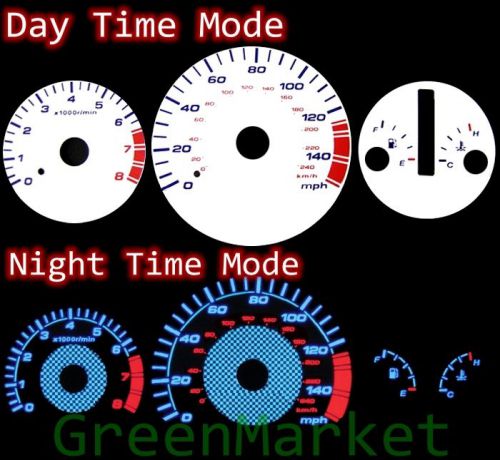 98-02 honda accord v6 carbon white face blue indiglo glow gauges