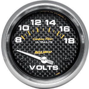 Autometer 4891 carbon fiber voltmeter gauge 8-18v