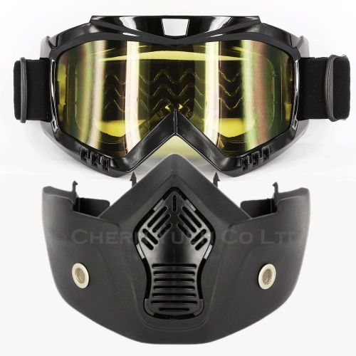 Scooter motocross enduro downhill off-road helmet goggles &amp; mask uv yellow lens