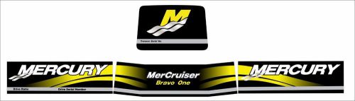 Mercury decals mercury mercruiser  bravo one decal yellow  4 piece set