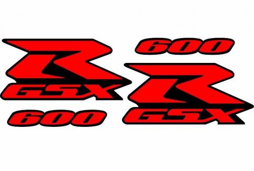 Gsxr 600 fairing &amp; tail decal set, red, fits suzuki gsx-r, 4pcs, stickers kit