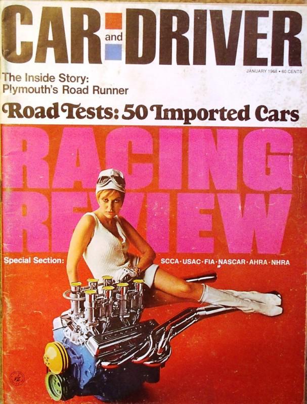 Jan 1968 car & driver plymouth road runner alfa romeo a-h sprite bmw lotus saab