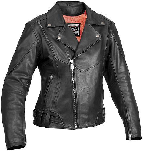 New river road womens leather sapphire motorcyle jacket, black, med/md