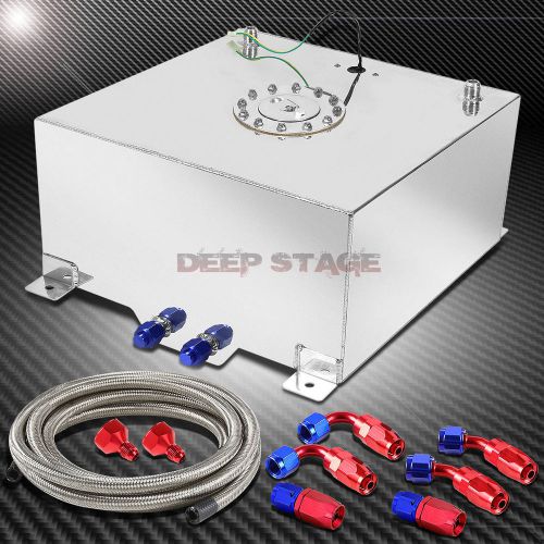 15 gallon polished aluminum fuel cell tank+cap+level sender+steel oil feed kit