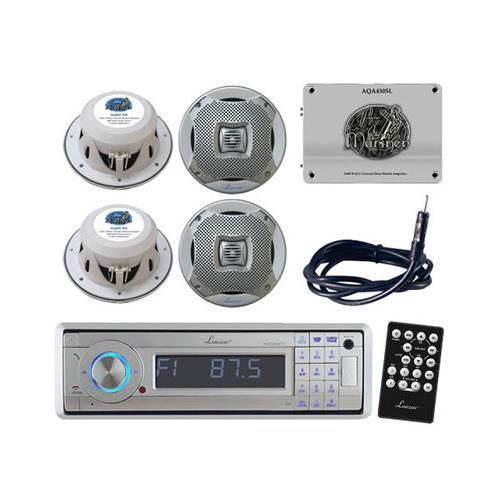 Aqcd60bts silver marine cd/mp3 am/fm stereo /bluetooth 1600w amp 4 spkr /antenna