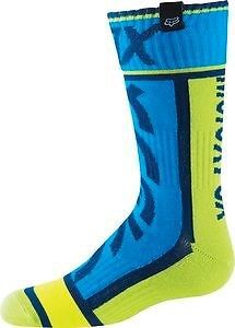 Fox racing youth boys mx divizion sock blue/green l