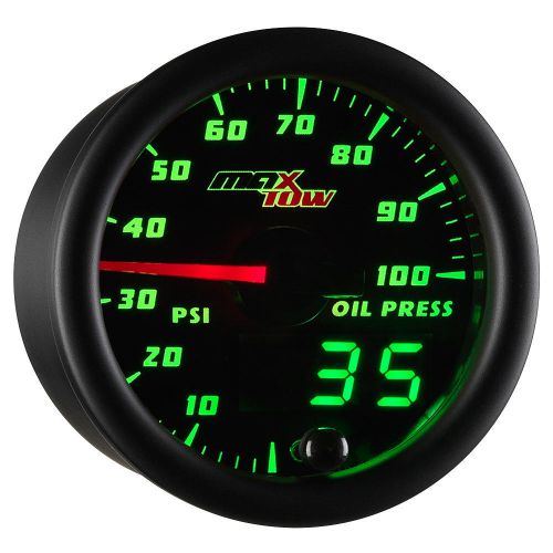 52mm black face maxtow oil pressure psi gauge meter w. dual readouts &amp; sensor