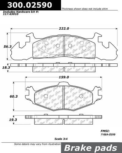 Centric 300.02590 brake pad or shoe, front-premium semi-met pads w/shims