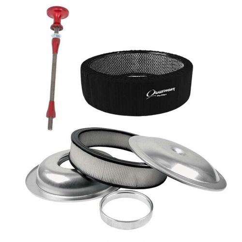 Air cleaner kit 14x4 with 5/16 stud / nut / wrap silver kit paper element