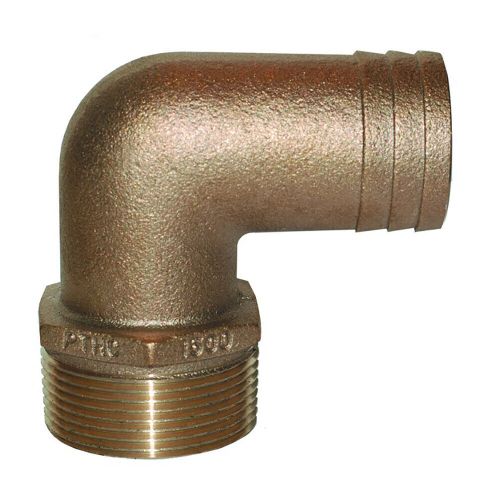 Groco 1&#034; npt x 1&#034; id bronze 90 degree pipe to hose fitting standard flow elbow