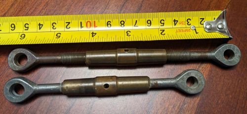 Lot of 2 vintage sailboat brass or bronze 1/4&#034; closed turnbuckles rigging