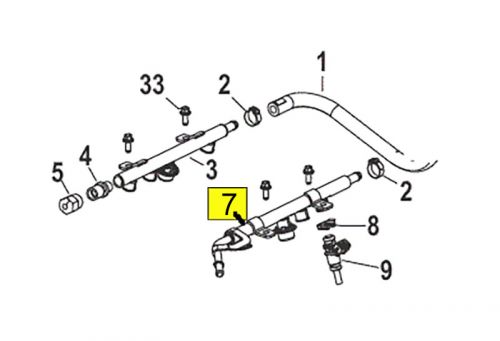 Mercruiser 6.2l 300hp 377cid fuel rail port pn 8m0085005