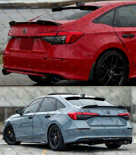 For 22-25 civic 11th gen sedan gloss black si rs style trunk + roof spoiler wing